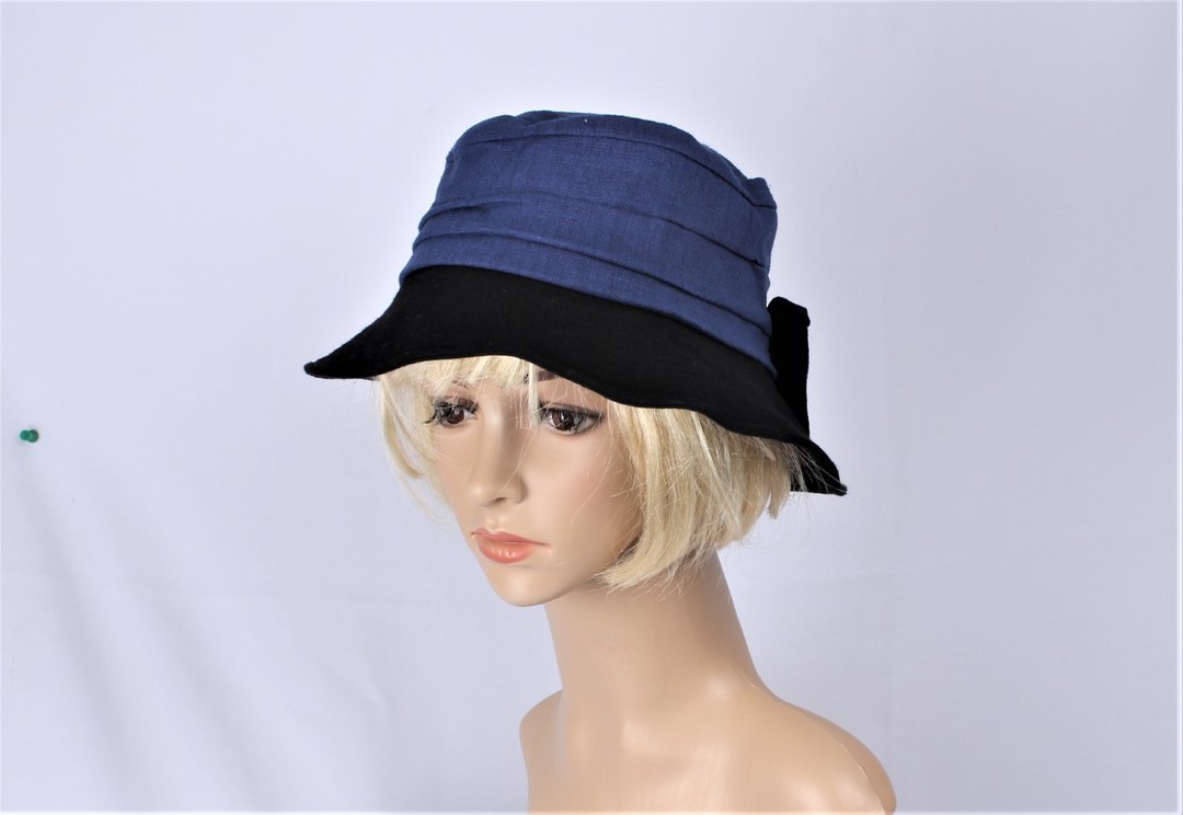 Head Start   womens  two tone cotton summer  cloche blue  Style:HS/4703 image 0